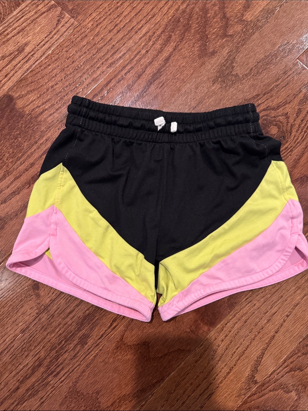 Hanna Andersson Black Athletic Shorts with Yellow and Pink Colorblock